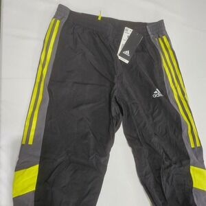 Adidas OTR Track Pants Mens Medium Black Grey Yellow Reflective Running NWT